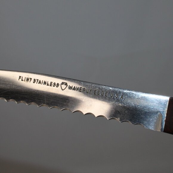 VTG FLINT ARROWHEAD STAINLESS WAVERLY EDGE SERRATED CUTTING STEAK KNIFE 8" BLADE - Picture 8 of 14